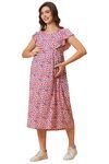 Inner Sense Organic Cotton Bamboo Nursing Dress - Pink Flowerburst — thumbnail 3